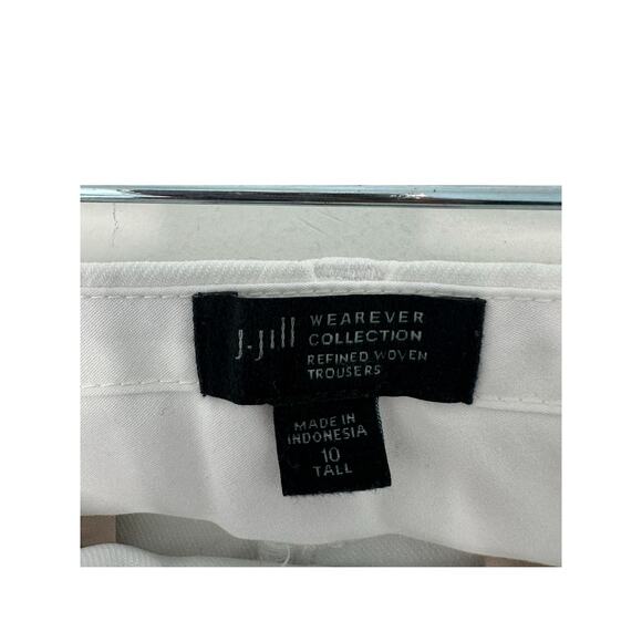 J.Jill White Office Wearever Collection Refined Woven Trouser Pants Size 10 Tall - Picture 2 of 11